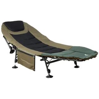 CampFeuer Angelliege Karpfenliege XXL, 200 x 81 x 41-98 cm, Campingliege, faltbar Einfach auf- und abzubauen schwarz