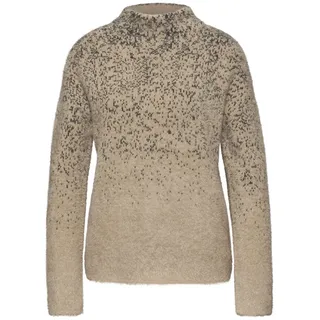 STREET ONE Damen 3017136 Federgarn Jacquard Pullover, Sanded beige, 42 - 42