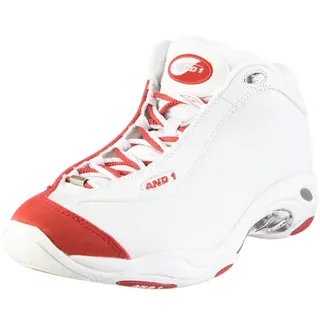 AND1 Tai Chi Mid 1001101135, Unisex - Erwachsene, Sportschuhe - Basketball, Weiss (White/Varsity red/Silver WRS), EU 40 (US 7) - 40 EU