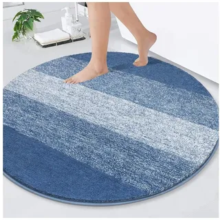 enyhom Große Runde Badematte 120cm Blau Weich Rutschfest Maschinenwaschbar