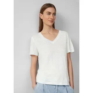 S.Oliver - Leichtes T-Shirt aus Leinen mit V-Ausschnitt, Damen, weiß, 34
