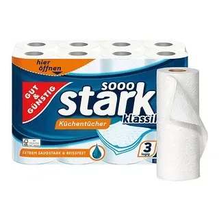 GUT&GÜNSTIG Küchenrollen stark klassik 3-lagig, 8 Rollen