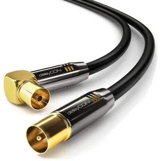 deleyCON deleyCON HDTV TV Antennenkabel 1,5m Schwarz - 1x 90° gewinkelt Buchse TV-Kabel