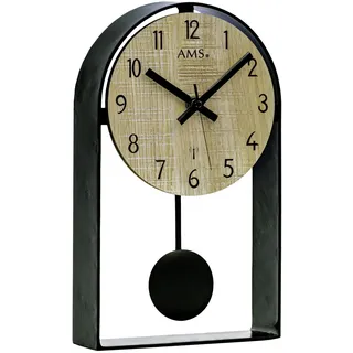 AMS Tischuhr 5189 - Funkpendeltischuhr, Metallgehäuse lackiert, 21x15cm, Wohnzimmeruhr, arabische Ziffern