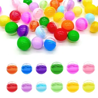 LIANCHEN 100 Pcs Befüllbare Acrylkugeln Transparent Teilbare Plastikkugeln Leeren Runde Kapseln Bälle Befüllen Bunt Kugeln Bunte Plastikkugeln zum Öffnen, Partygeschenke, Basteln, 2 Größen (Farbe 1)