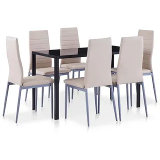 vidaXL 7-tlg. Essgruppe Cappuccino-Braun