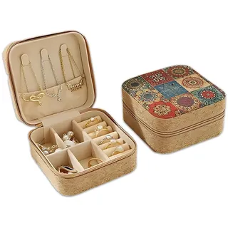 Schmuckschatulle Reisen, Schmuckkästchen für Damen, Klein PU-Leder Schmuckaufbewahrung Schmuckkoffer,Mini Schmuckbox Reise für Ringe, Ohrringe, Armbänder, Ketten für Frauen,Ehefrau,Mutter