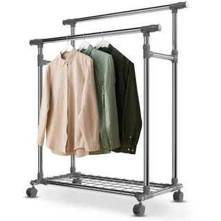Juskys Kleiderständer 153x160x43 cm Silber