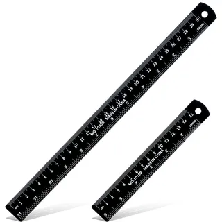 Ouligay 2 Stück Metall Lineal 30cm 15cm Stahllineal Metalllineal Metall Lineale Messwerkzeug Metal Ruler für Lehre Büro Zeichnen Engineering