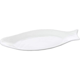 Wilmax WL-992008/A Porzellan Fischteller, Weiss, 31.5cm Länge