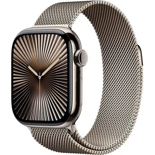GPS + Cellular 42 mm Titangehäuse natur Milanaise Loop natur