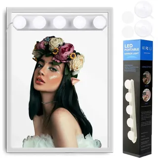 Aifusi Led Spiegelleuchte, Hollywood Stil 5W Birne Dimmbar Schminklicht Spiegellampe Make-up Lampe, Beleuchtung Spiegel Lichter für Kosmetikspiegel Badzimmer, Farbtemperatur einstellbar