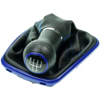 L & P Car Design Schalthebel Schaltsack Blau Schaltknauf Auto f. VW Golf 4 IV Bora + Rahmen 23 mm (Set, 1 St., Schaltknauf + Schaltsack + Rahmen), Plug&Play Montage blau|schwarz