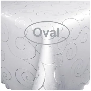 Tischdecke Ornamente OVAL Tischdecke Seidenglanz Damast Circle, strapazierfähig, bügelfrei, pflegeleicht weiß 160 cm x 260 cm