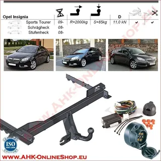 AHK + Elektorsatz ES7 Opel Insignia ab 2008- Anhängevorrichtung Anhängerkupplung - schwarz, matt