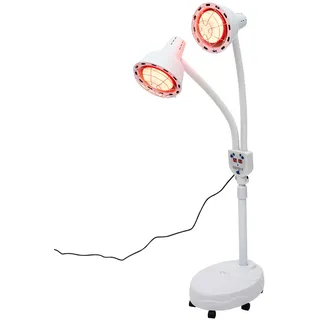 ACROSSPART 275W Doppelkopf Infrarotlampe Rotlichtlampe Stand Rotlichtlampe Wärmelampe Infrarottherapie Infrarotlampe mit Rollen Therapie Rotlicht Lichttherapie