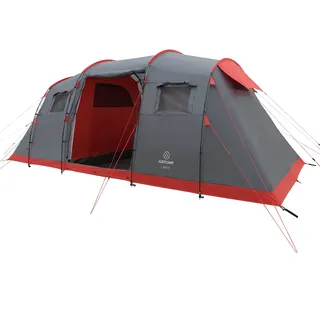 Justcamp Familienzelt Justcamp Lake 6 Camping Zelt für 6 Personen mit zwei Schlafkabinen grau 6 PERSONEN