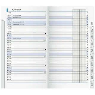 Brunnen Taschenkalender Ersatzkalendarium, 2026 1 Monat auf 2 Seiten