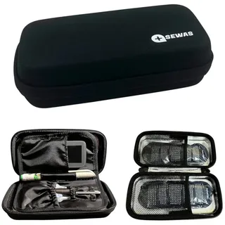 SEWAS Diabetic Care Aufbewahrungstasche Hardcase für Diabetes Zubehör, Reisetasche inkl. 2 Kühlpad ́s, Stoßfest, Gürtelschlaufe, kühlendes Innenmaterial, 2xKühlpad ́s schwarz