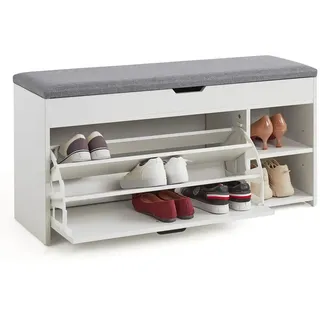 Mondeer Schuhbank 100 x 30 x 52 cm weiß / weiß
