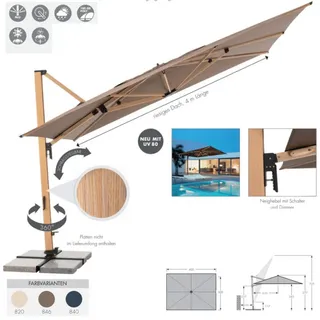 doppler® Sonnenschirm Doppler Alu Wood XL LED ULTRA 400 x 300 cm Pendelschirm Holzoptik