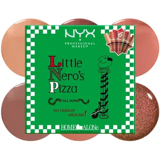 NYX Professional Makeup Home Alone Lipglosse in Pizzaschachtel, Mit glänzendem Finish und nicht klebriger Formel, Butter Gloss Pizza Vault, 6 Stück, 5 Nude-Farben und Butter Gloss Bling