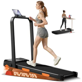 UMAY Laufband für Zuhause klappbar, Laufband mit Steigung für Zuhause 15%, Walking Pad mit Steigung max. Belastung 136 kg, Geräuscharme Laufbänder