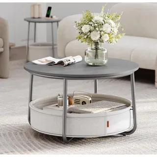 VASAGLE Wohnzimmertisch mit Stoffkorb, Beistelltisch mit Stauraum, Metallgestell