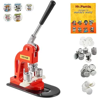VEVOR Button Maker Maschine, 25 mm (1 Zoll) Badge Punch Press Kit, Kinder DIY Geschenke Pin Maker, Button Herstellung Zubehör mit 500 Stk. Button Teile & Kreisschneider & Zauberbuch