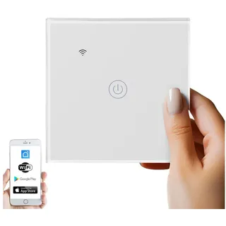 Echos Eco-4150 Wlan Touch-Lichtschalter Glas App Steuerbar 1 Schaltausgang 1 Fach