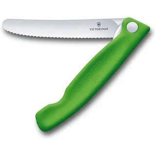 Victorinox Swiss Classic Profi Tomaten- und Tafelmesser, Extra Scharfe Klinge, Wellenschliff, 11 cm, Rostfreier Stahl, grün