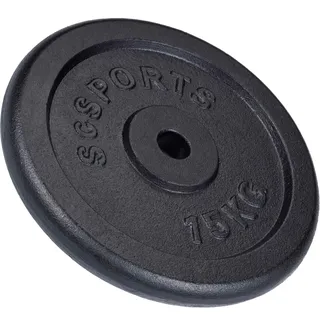 ScSPORTS ScSPORTS® Hantelscheiben - Set 15/20/30/40/60kg, 30/31mm Bohrung, Gusseisen, Schwarz - Hantelscheiben-Set, Gewichtsscheiben, Hantelgewichte, Fitness Scheiben, Gewichte für Hantel (15 KG (1 x 15 kg))