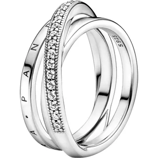 Pandora Damen-Ring Silber Dreifach Gekreuzte Pavé Schienen, 60/19,1