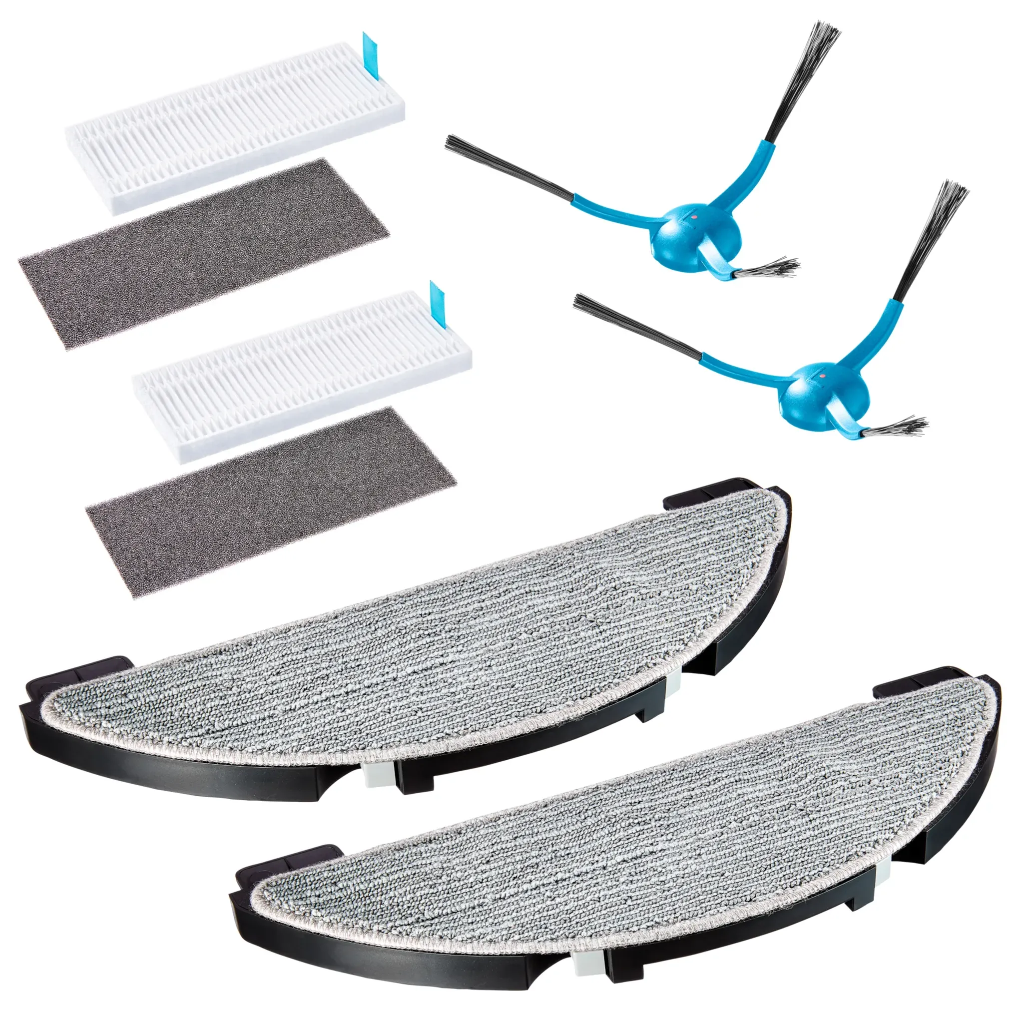 MEDION Saugroboter Zubehörset 3 für X20 SW+ (MD 11415), X21SW+ (11500), 2x Seitenbürsten, 2x Wischaufsätze,  2x Filter