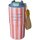 RICE Edelstahl Thermo Cup Organic Stripes, Thermobecher, 580 ml Ø 9 cm, Höhe 19 cm