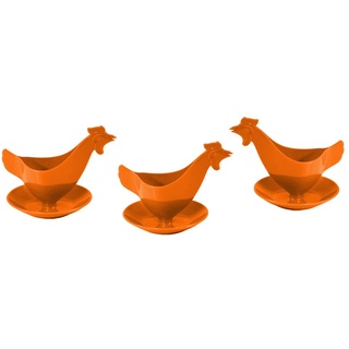 Eierbecher Huhn in hellen Farben 3er Set orange, Hühnereierbecher