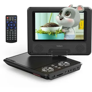 Yoton 9,5" Tragbarer DVD-Player für Kinder im Auto mit 7,5" HD-Schwenkbildschirm, Stereo-Lautsprechern, 6 Stunden Akkulaufzeit, Sync-TV/USB/SD-Karte-Unterstützung [Kein Blu-ray Support]