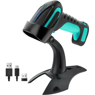 Tera Pro 3 in 1 Extreme Leistung Barcodescanner Kabellos QR 2D 1D Bluetooth Kabellos 2,4G & Kabelgebunden USB-C Industriell 1D Barcode Scanner 2500mAh Exzellente Fallfestigkeit mit Ständer 8100 Blau