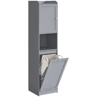 VASAGLE Badkommode Badezimmerschrank hoher Badschrank, herausnehmbarer Wäschesack mit Griffen