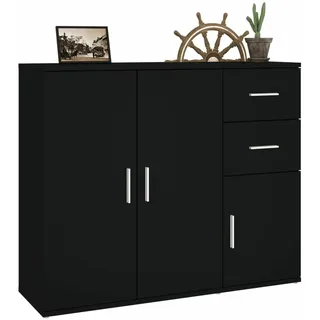 Tidyard Sideboard Holzschrank Anrichte Beistellschrank Mehrzweckschrank Schrank Standschrank Mehrzweckschrank Küchenschrank Badschrank 91 x 29,5 x 75 cm (B x T x H) Holzwerkstoff Schwarz