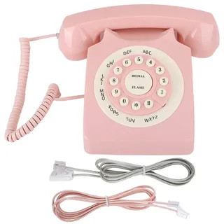 Rosa Vintage-Telefon High-Definition-Anrufqualität Kabelgebundenes Vintage-Telefon Rosa Klassisches Retro-Festnetz Im Alten Stil Schnurgebundene Telefone für Zuhause Büro