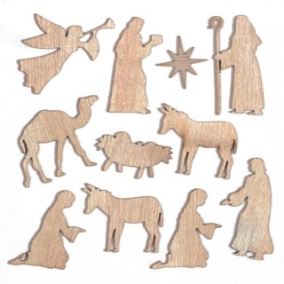 Weihnachtsgeschichte Mini Holz Formen  (pro Set 45) Bastelbedarf zu Weihnachten