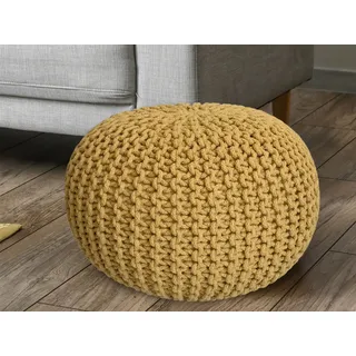 Casamia Pouf Pouf Sitzhocker Strick Jute Velour Strickhocker Bodenkissen nachhaltig beige|blau|braun|gelb|grau|grün|lila|rot|schwarz|silberfarben