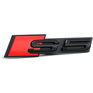 Audi 8W6071805 Schriftzug Clip S5 Schriftzug Tuning Kühlergrill Black Edition Emblem, schwarz/rot