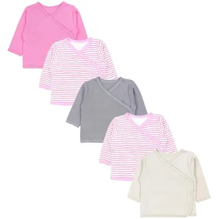 TupTam Baby Langarm 5er Set aus Oeko-TEX zertifizierten Stoffen Unisex, Farbe: Streifen Mix Mädchen Piink Beige, Größe: 74 - 74