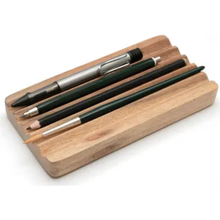 Plogis Stiftablage Holz aus Akazie - 18x9cm Handgemachte Stiftschale Schreibtisch/Ablage für Stifte & Pinsel/Pinselhalter Pinselablage & Federschale Stiftablage Schreibtisch/Stitfhalter Holz