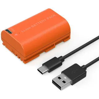 SMALLRIG Battery Akku für LP-E6NH 2400mAh USB-C für Canon R5, R6, R7, 2,5H voll aufgeladener Akku für Canon R6 Mark II, R, R5 C, 5D II/III/IV, 6D, 6D II, 7D, 7D II, 60Da, 70D, 80D, 90D, Orange – 4968