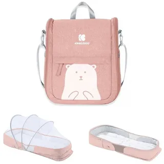 KIKKABOO Wickeltasche 2 in 1 Bär tragebares Babybett Wickelunterlage Moskitonetz rosa