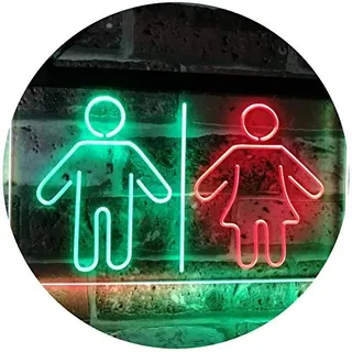 ADVPRO Toilet Man Woman Male Female Washroom WC Restroom Dual Color LED Barlicht Neonlicht Lichtwerbung Neon Sign Grün & Rot 300 x 210mm st6s32-i3047-gr