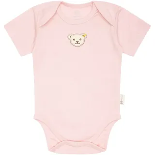 Steiff Baby Body - Strampler, Baumwolle, Bär, Logo, kurzarm, einfarbig Rosa 50